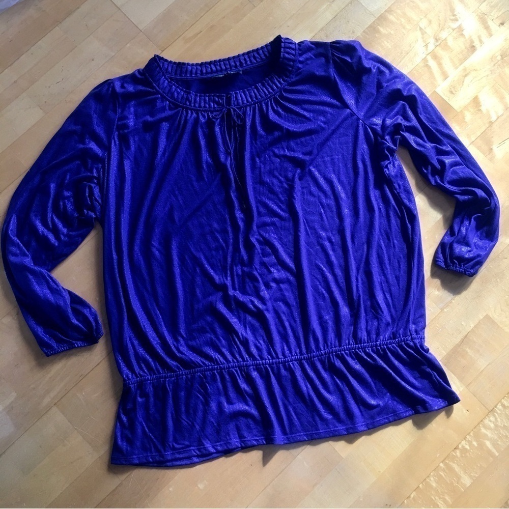 Jones New York Sparkly Long Sleeve Dressy, Festive Top, Purple, Size 3X